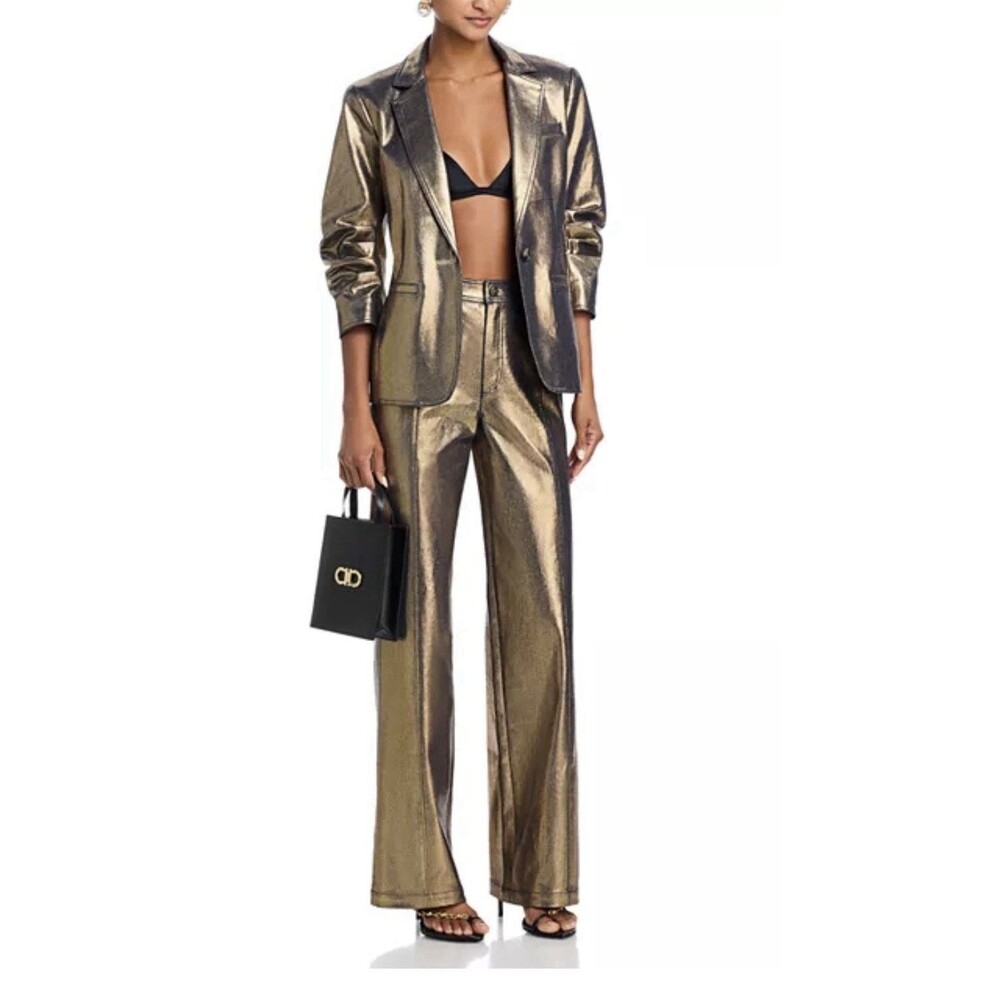 cinq a sept Gold Metallic Skinny Jeans